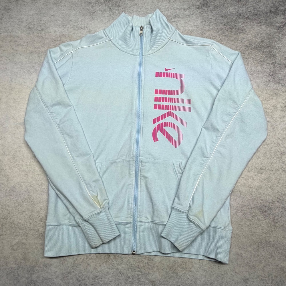 Nike The Athletic Dept Full Zip Girls XL Blue Pink Logo Sportwear Track Jacket